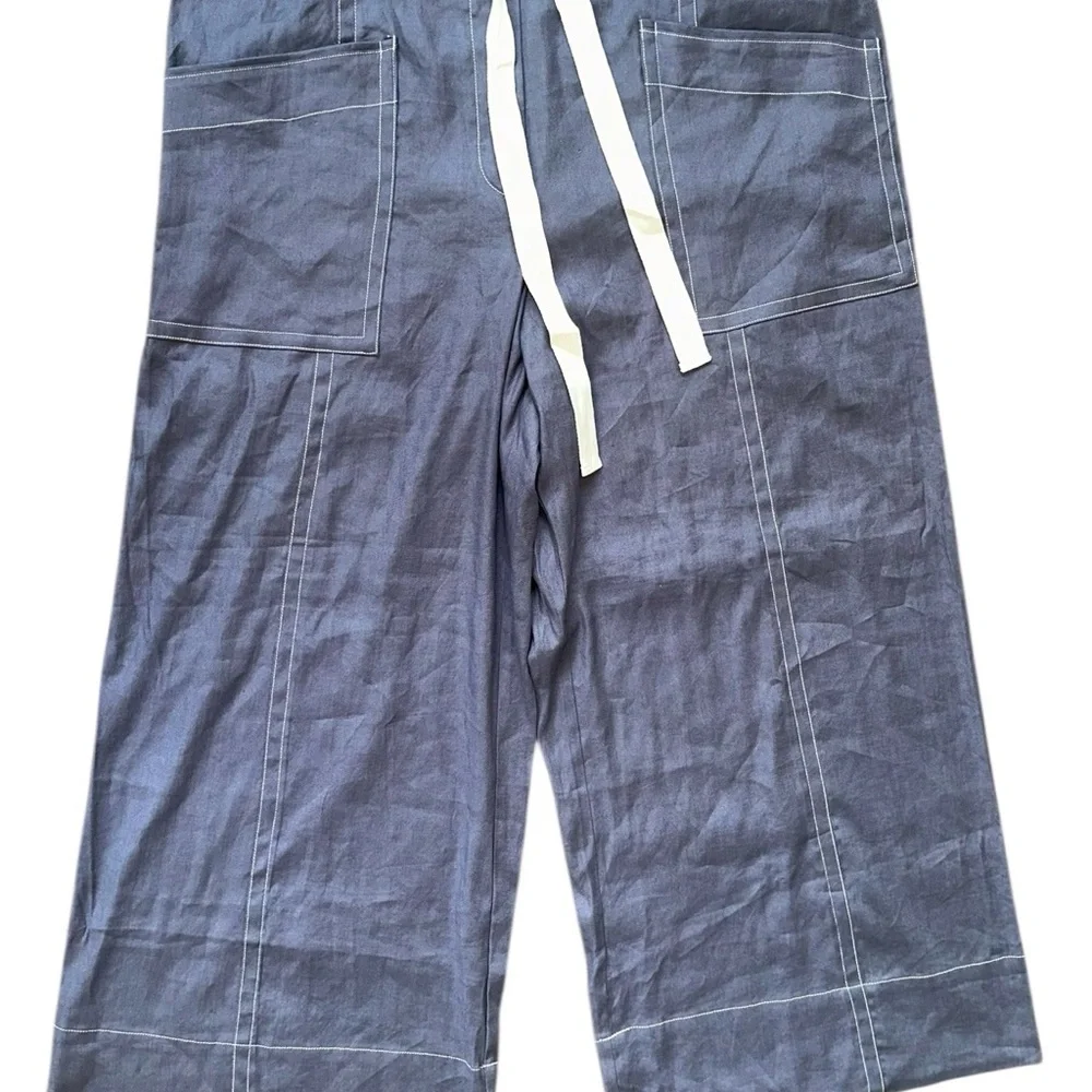 NEW Anthropologie Maeve Tie Waist Wide Leg Casual Breezy Linen Blend Pants XL - Picture 6 of 11